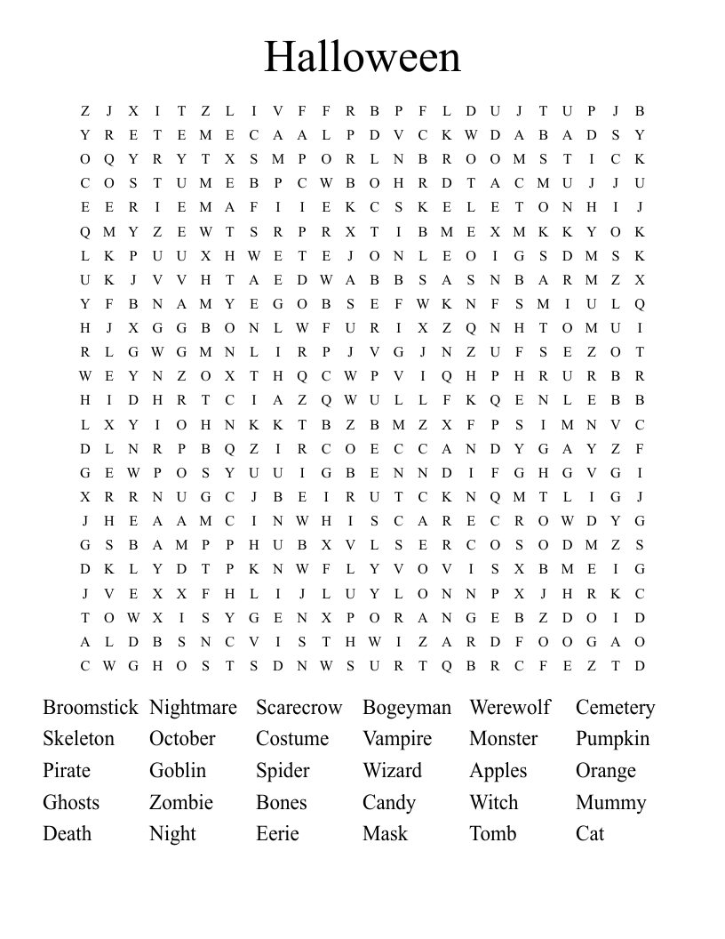 Halloween Word Search