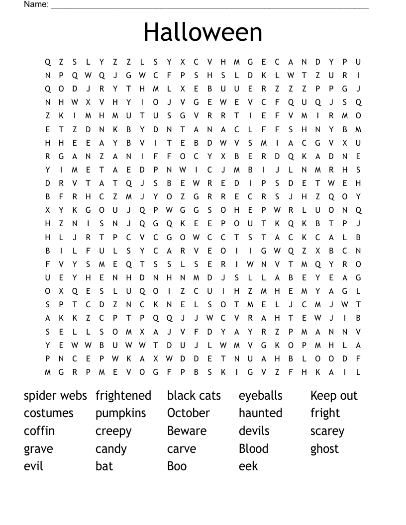 Halloween Word Search