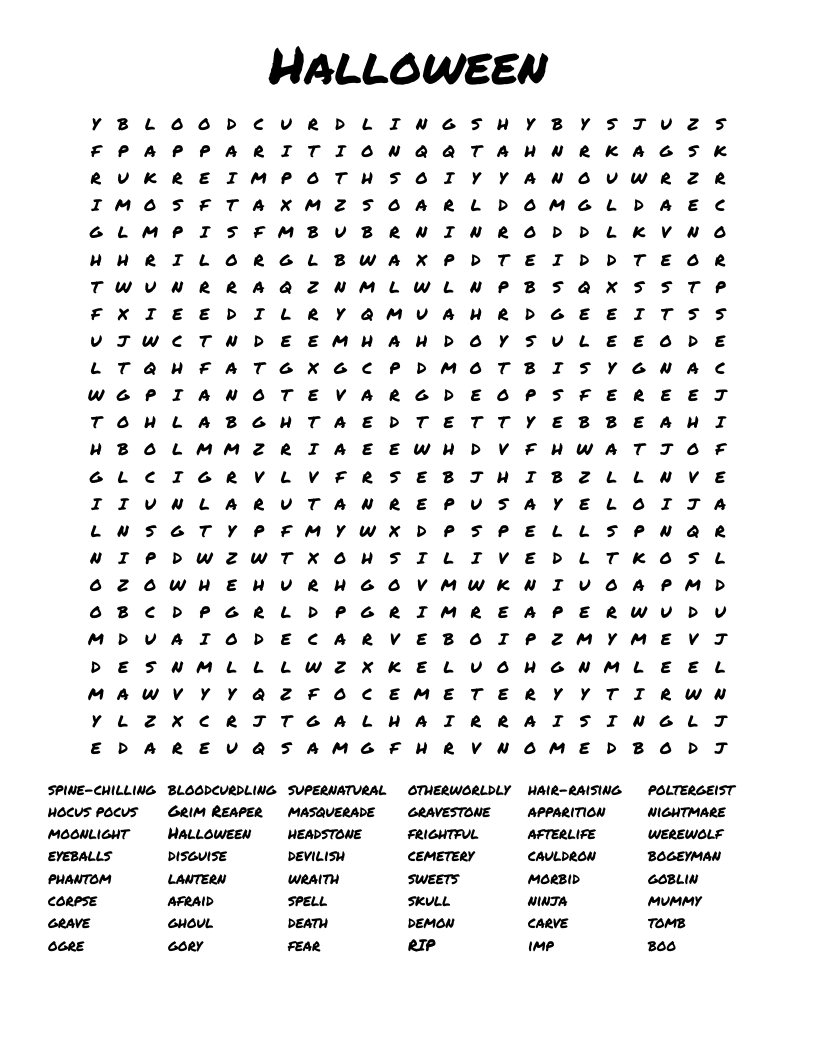 Halloween Word Search