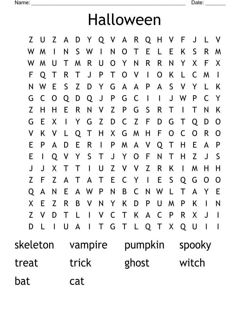 Halloween Word Search