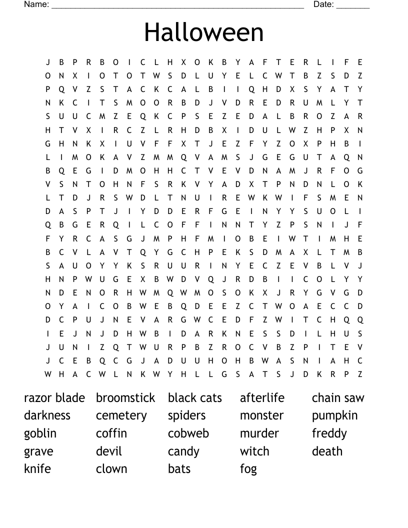 Halloween Word Search