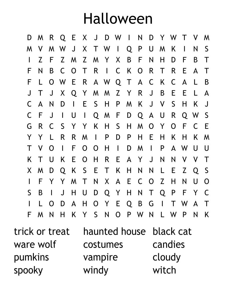 Halloween Word Search
