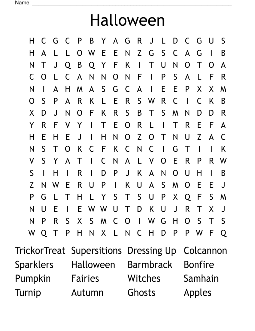 Halloween Word Search