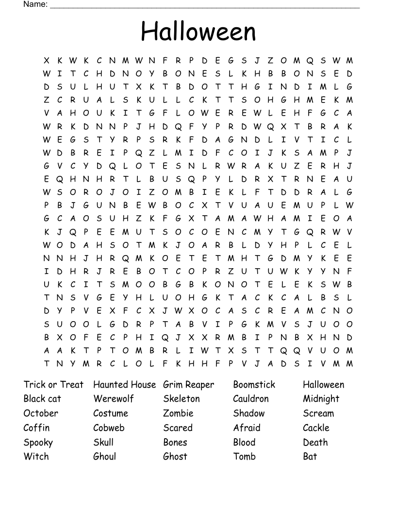 Halloween Word Search