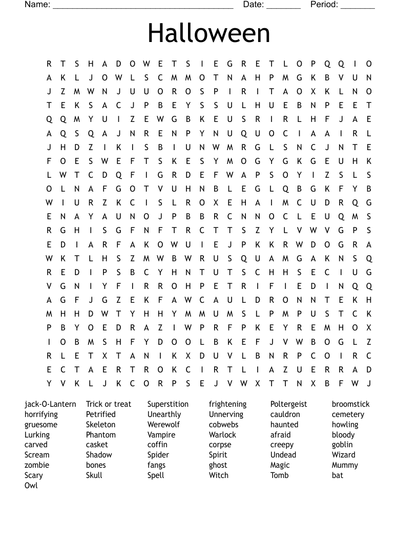 Halloween Word Search