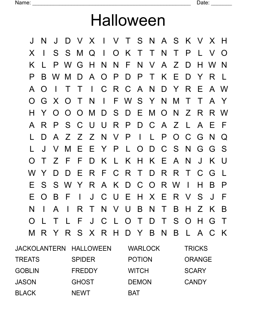 Halloween Word Search