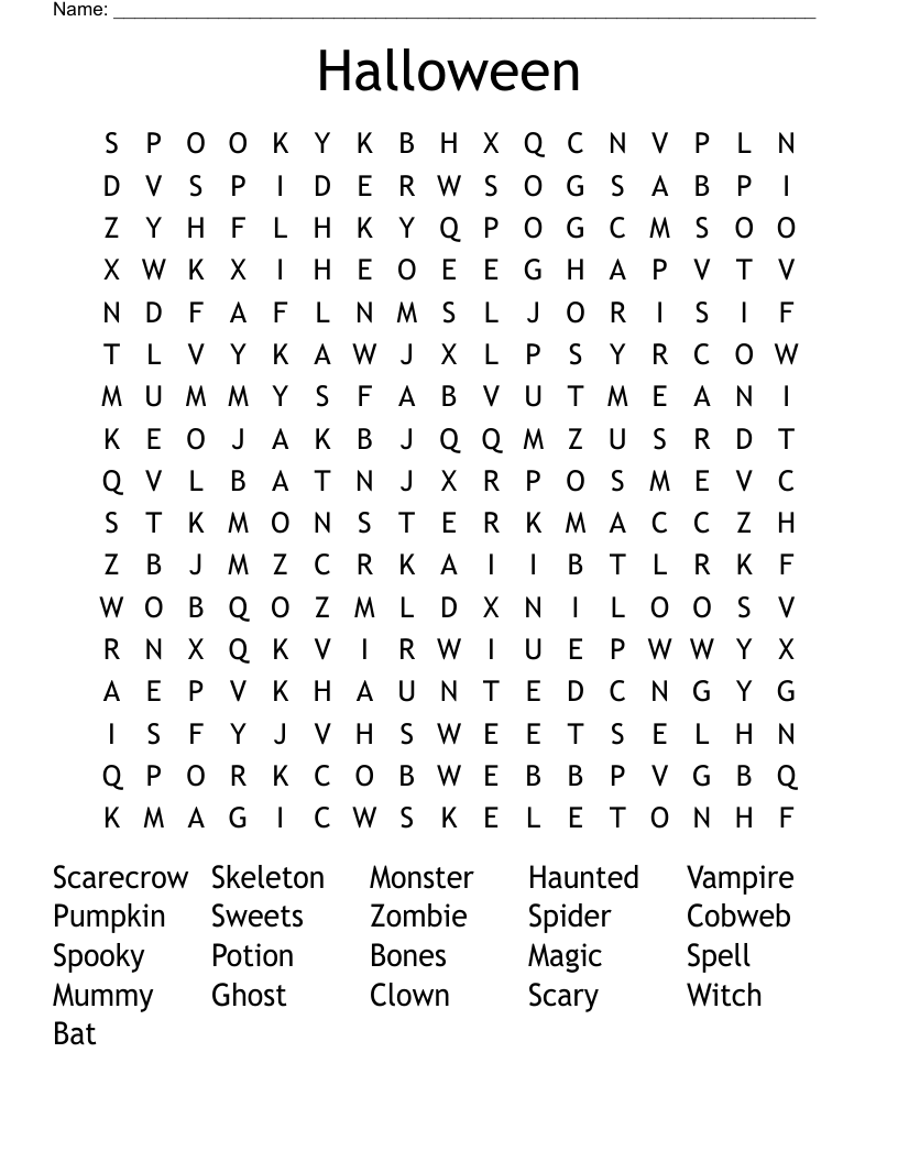 Halloween Word Search