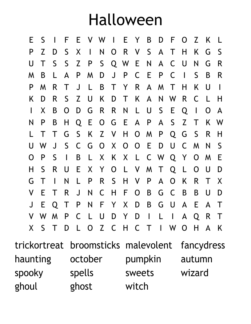 Halloween Word Search