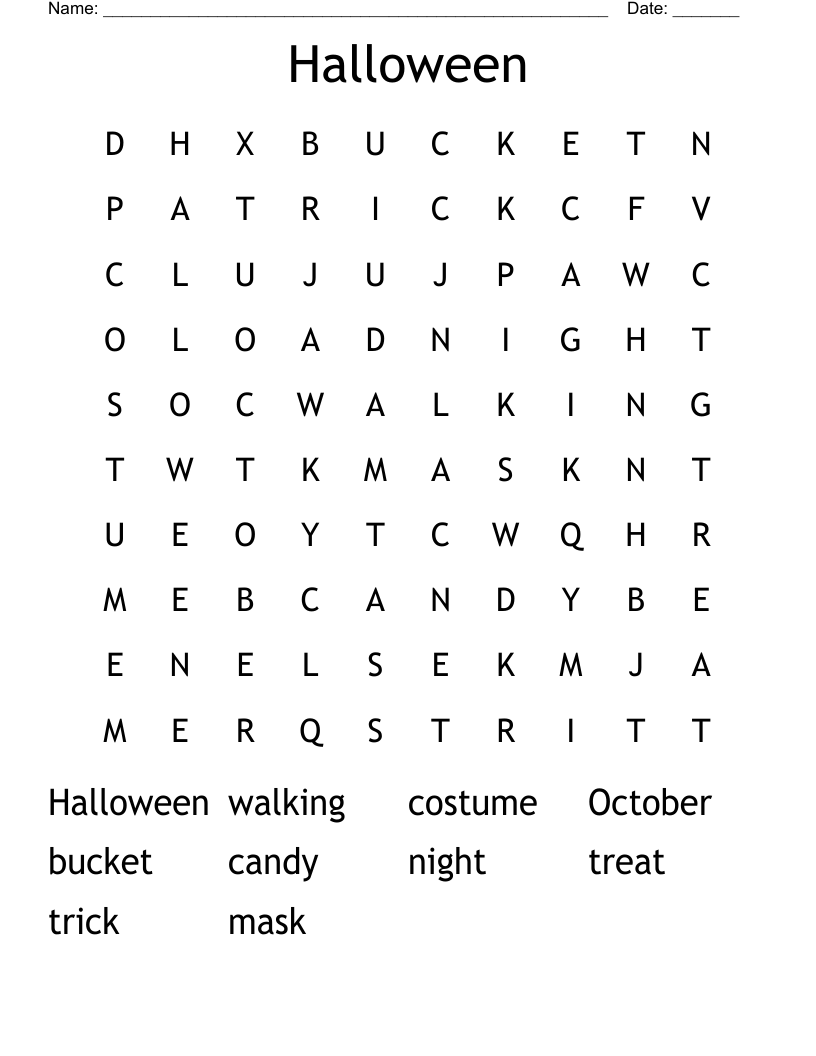 Halloween Word Search
