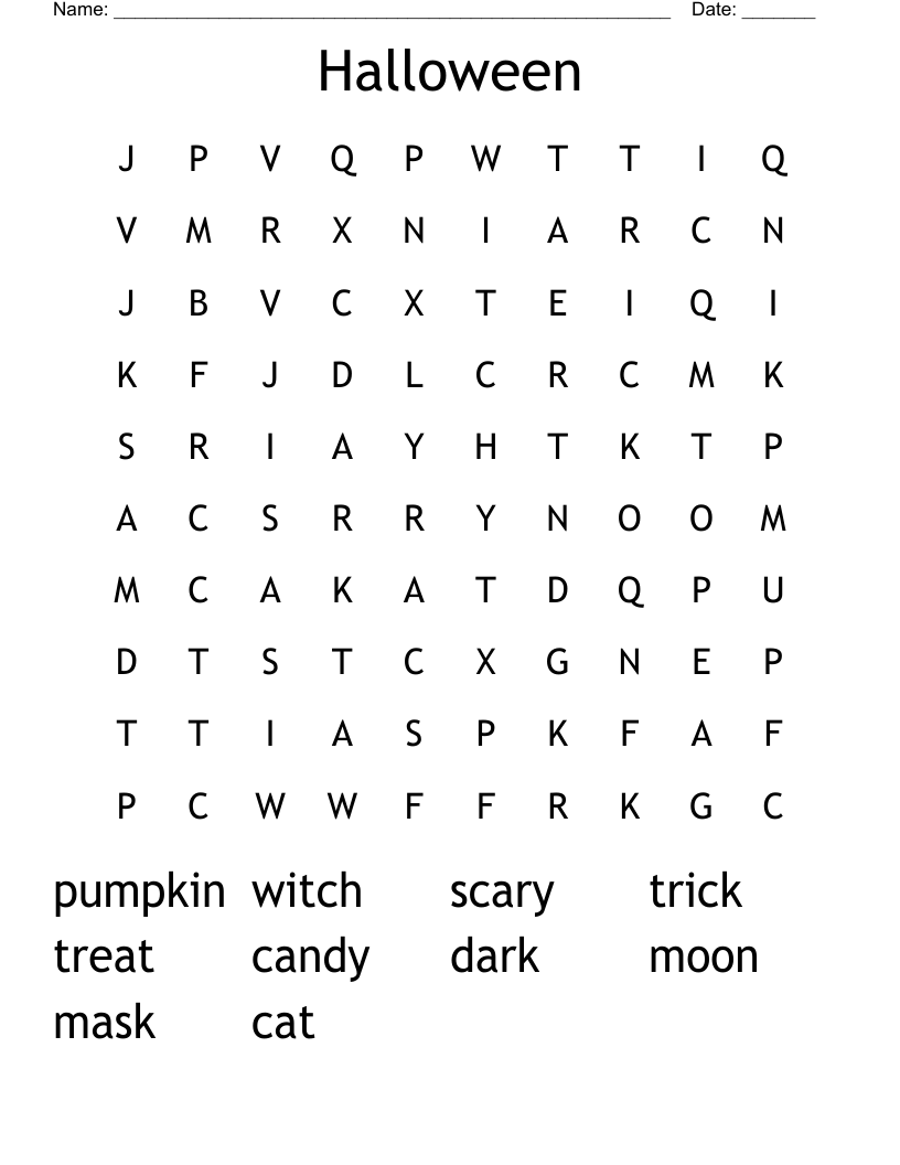 Halloween Word Search