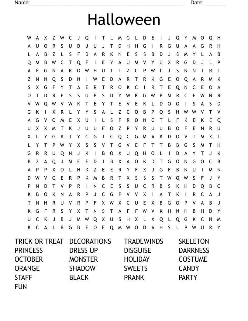 Halloween Word Search