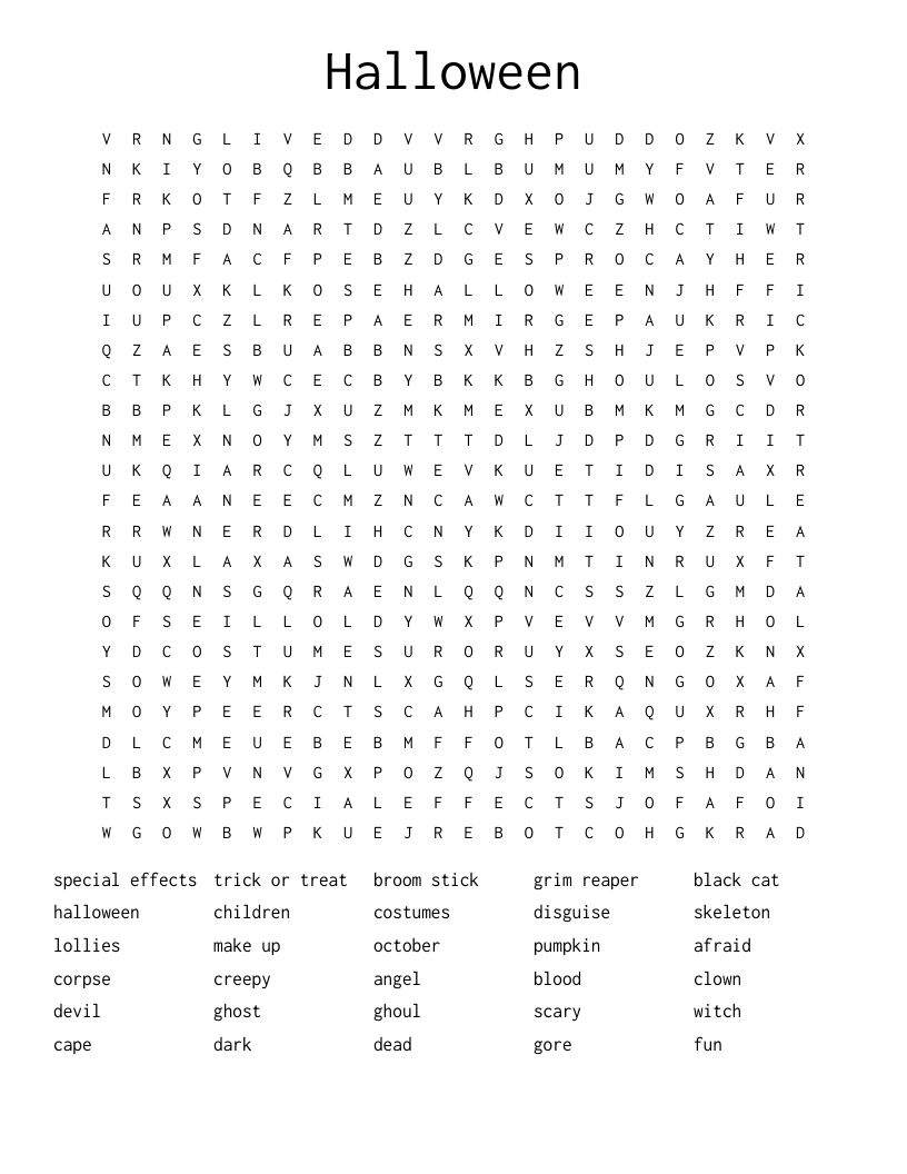 Halloween Word Search