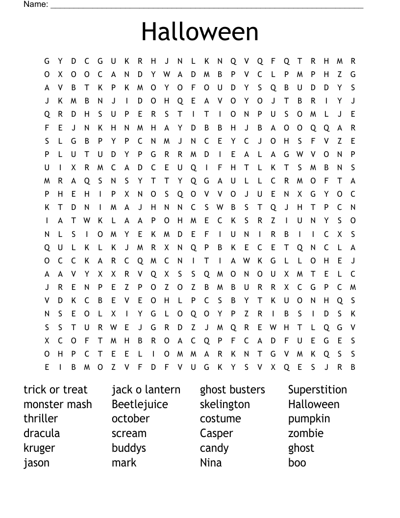 Halloween Word Search