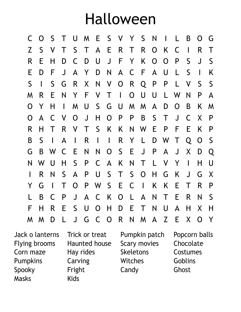 Halloween Word Search