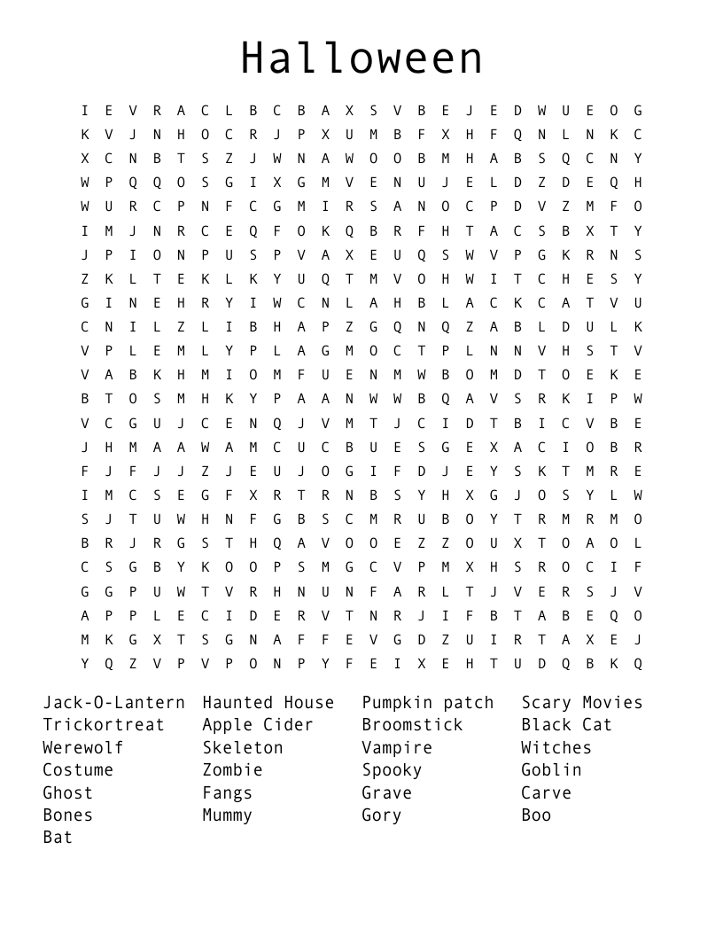 Halloween Word Search