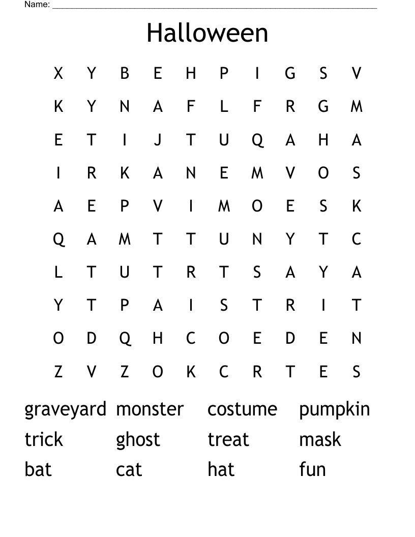 Halloween Word Search