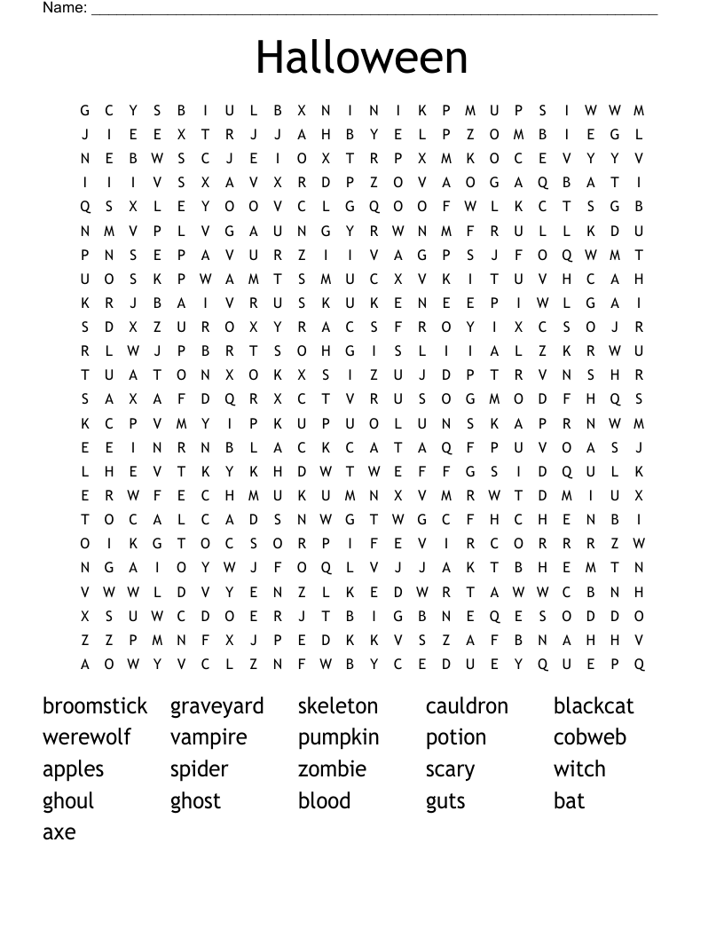 Halloween Word Search