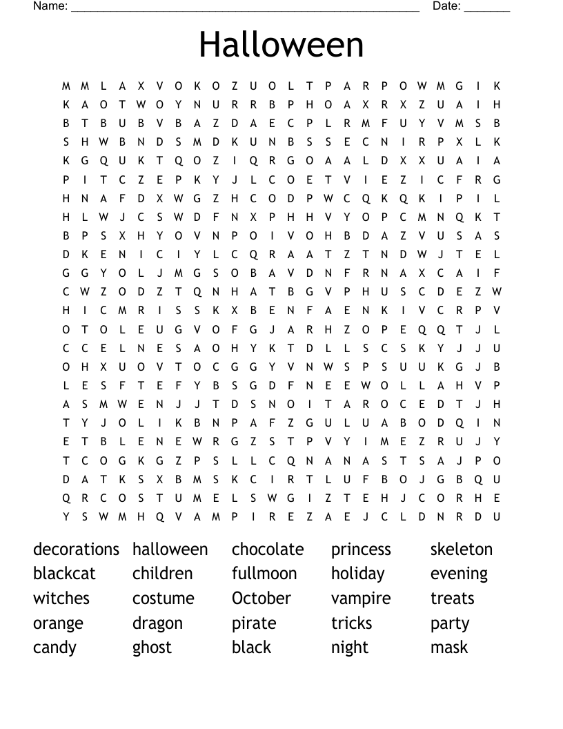 Halloween Word Search