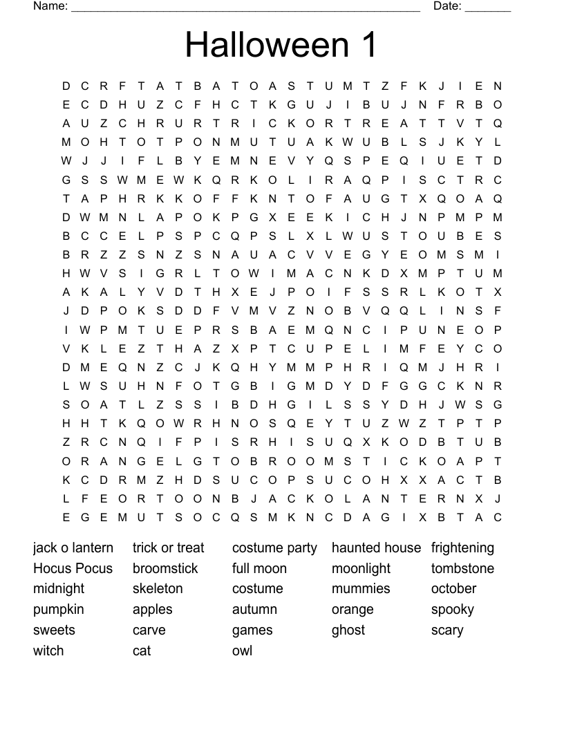 Halloween 1 Word Search