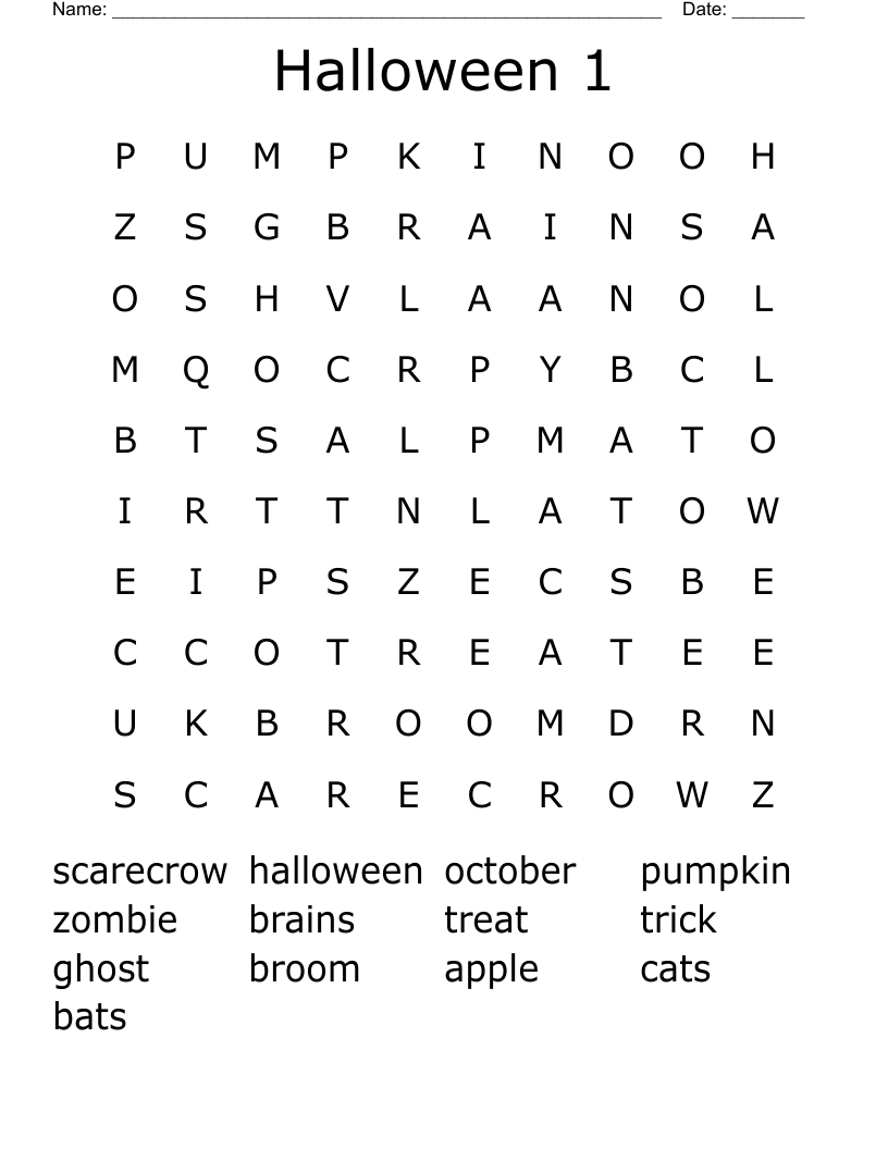Halloween 1 Word Search