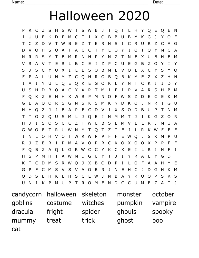 Halloween 2020 Word Search