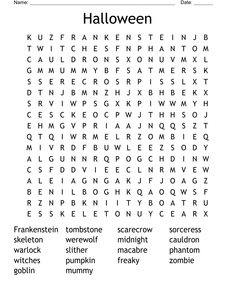 Halloween Word Search