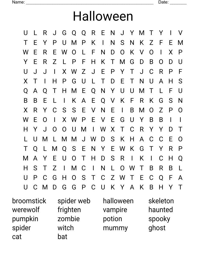 Halloween Word Search