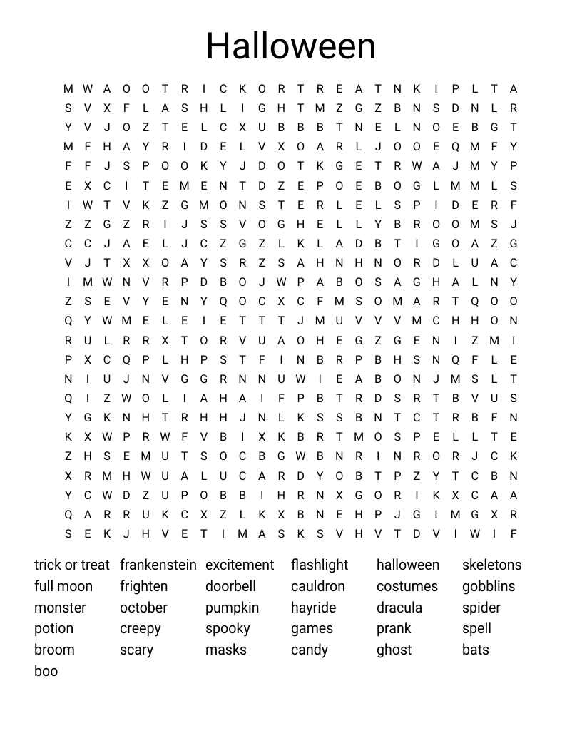 Halloween Word Search