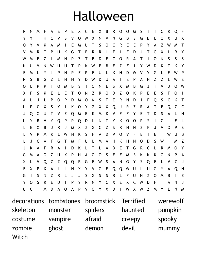 Halloween Word Search