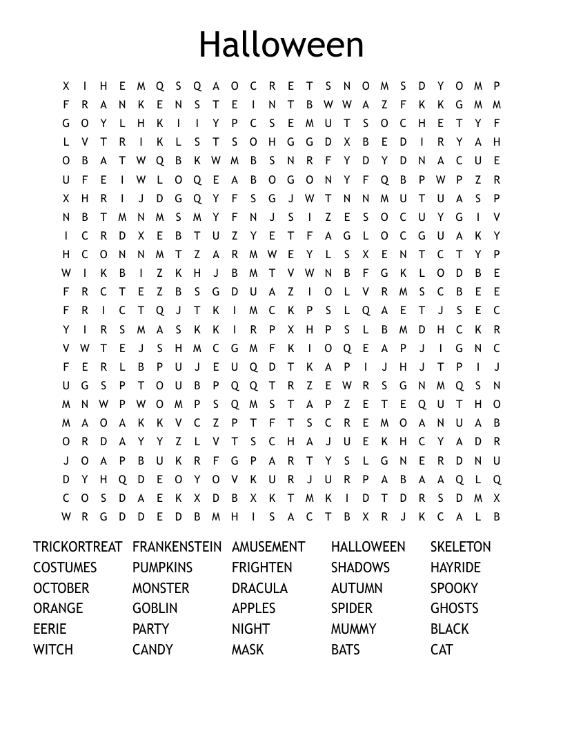 Halloween Word Search