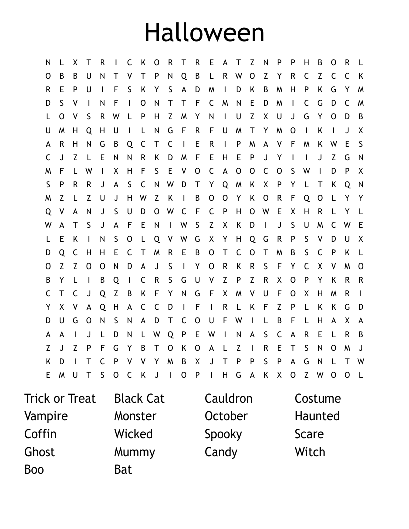 Halloween Word Search