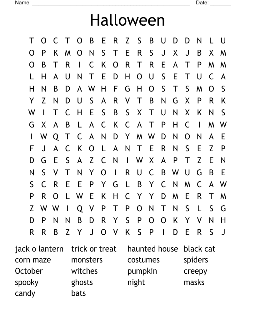 Halloween Word Search