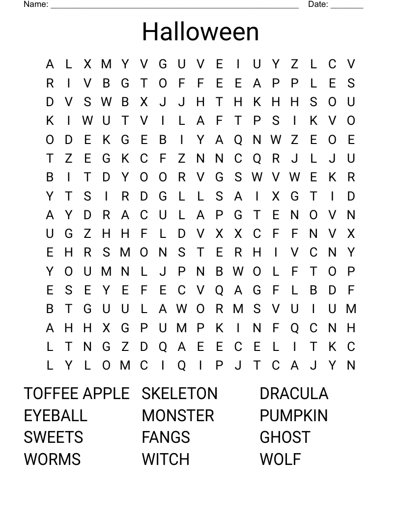 Halloween Word Search