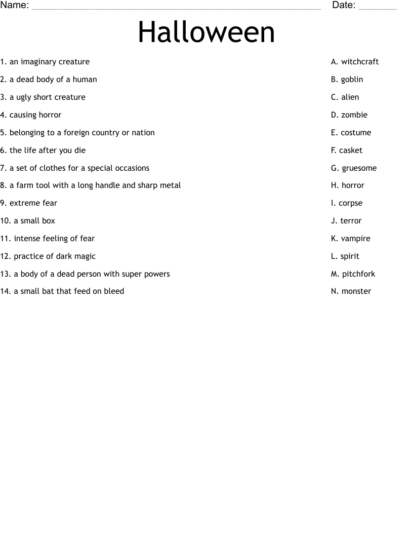 Halloween Worksheet
