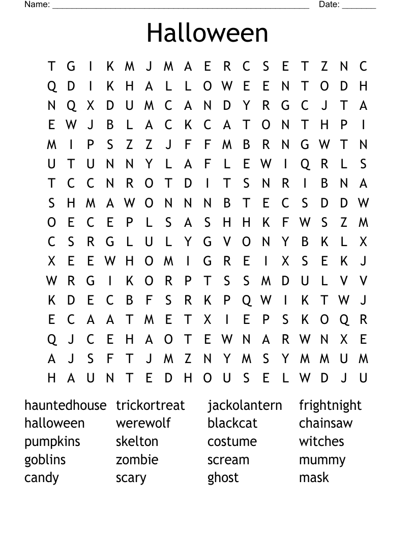 Halloween Word Search