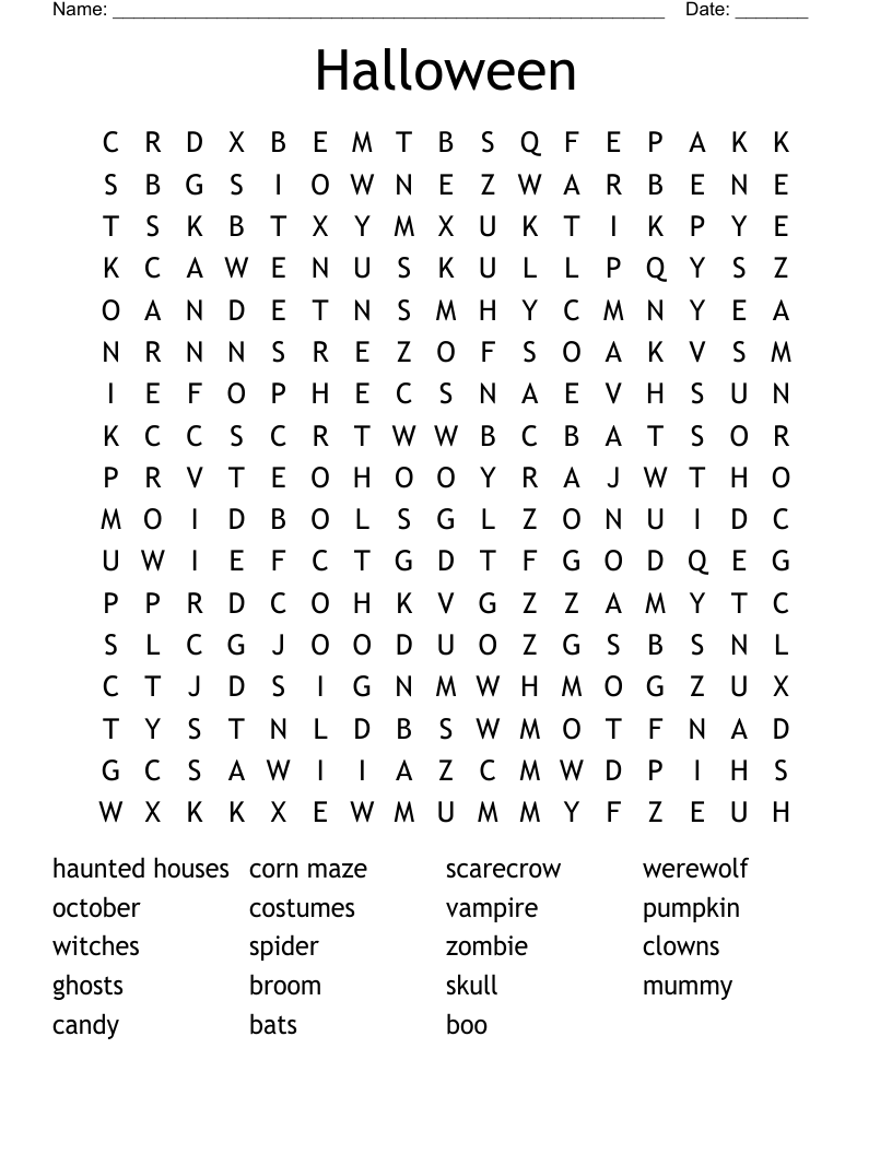 Halloween Word Search