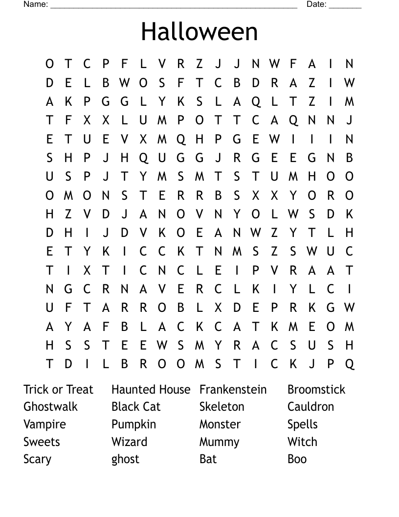 Halloween Word Search