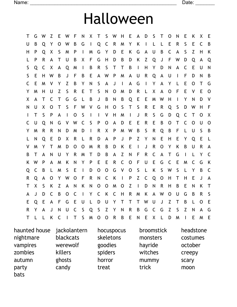 Halloween Word Search