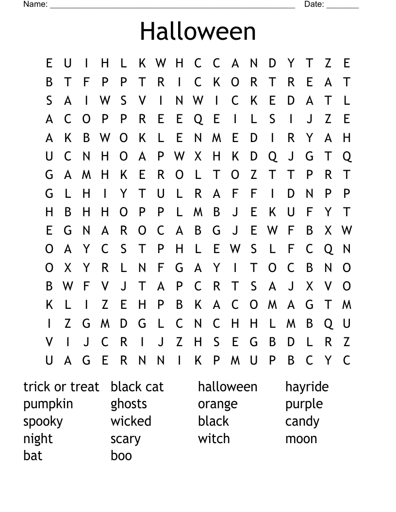 Halloween Word Search