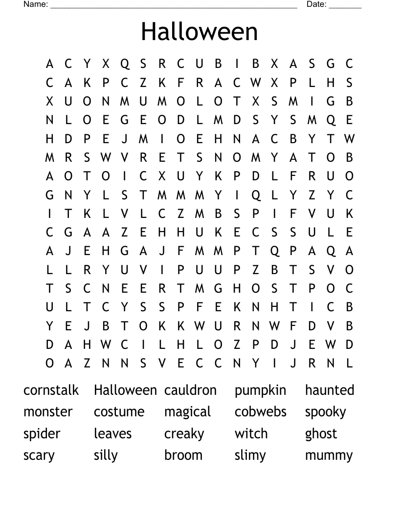 Halloween Word Search