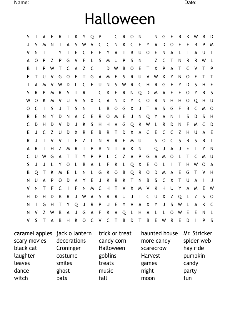 Halloween Word Search
