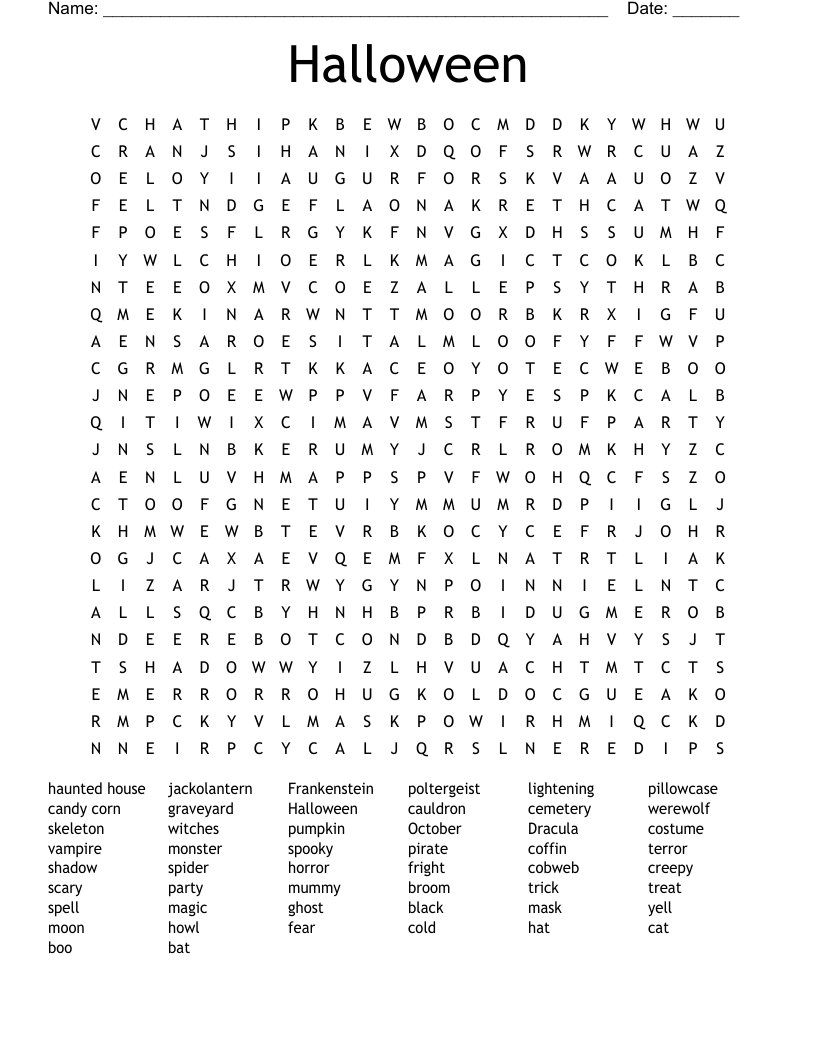 Halloween Word Search