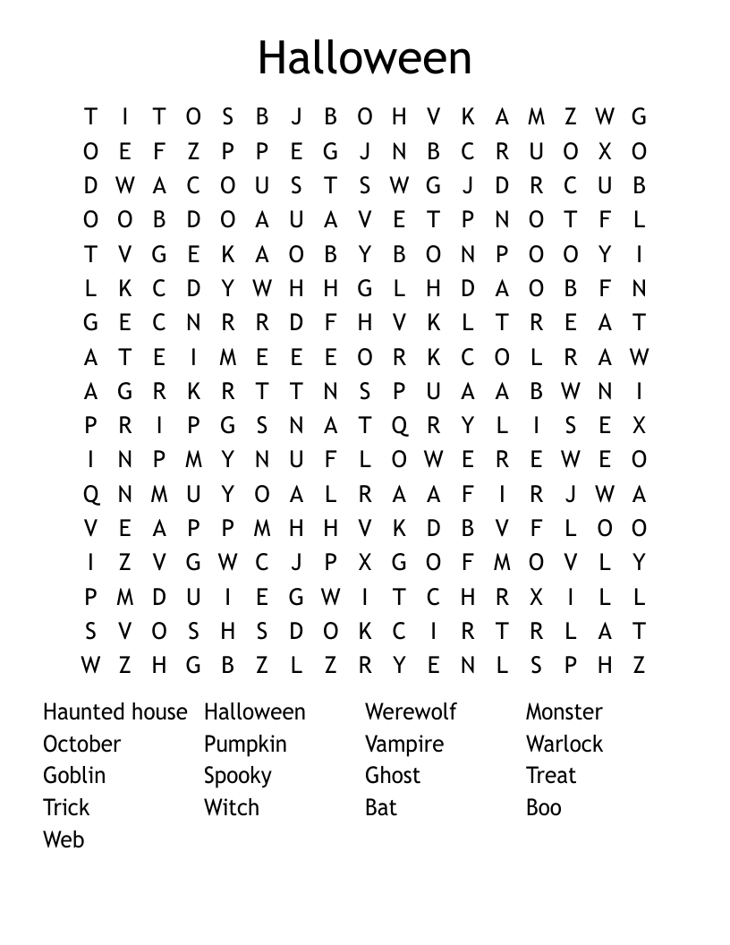 Halloween Word Search