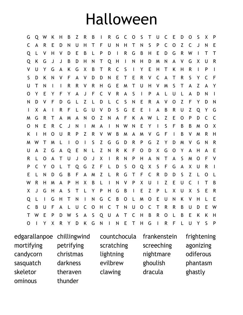 Halloween Word Search