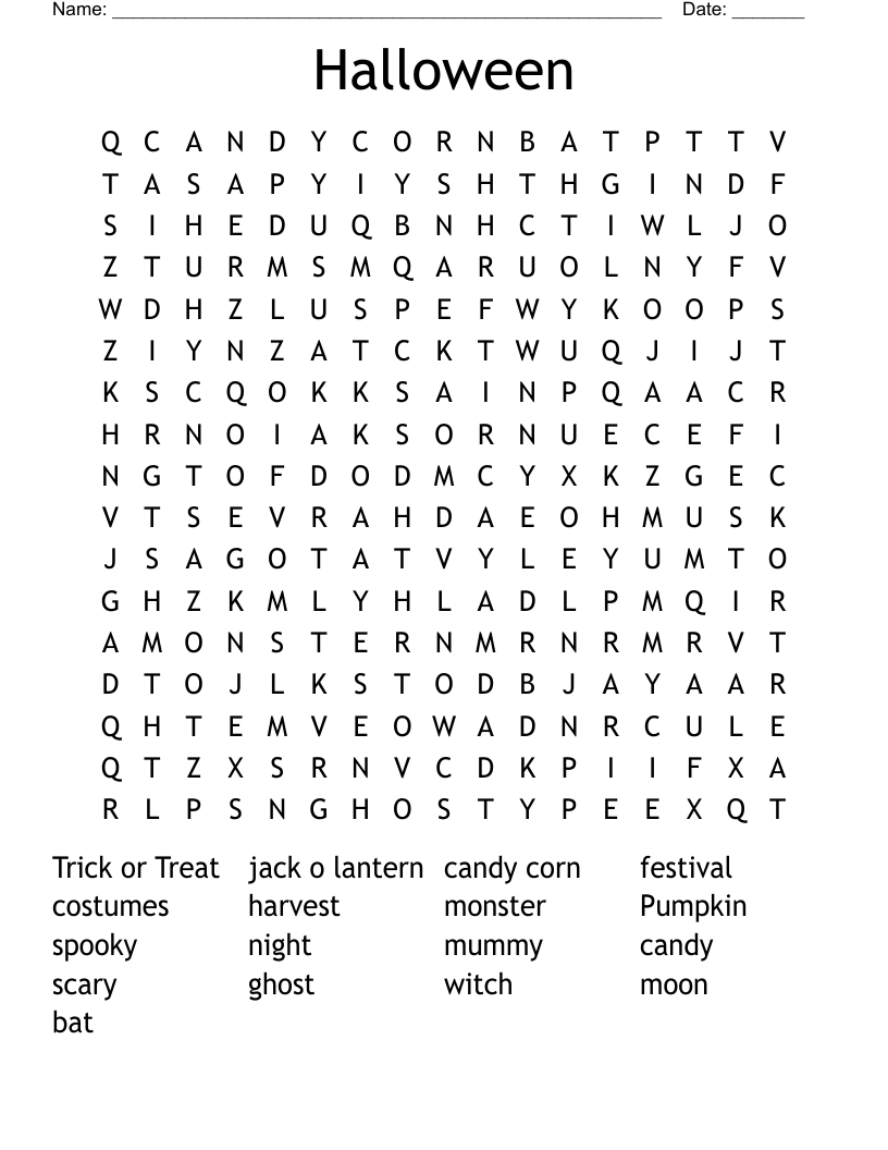 Halloween Word Search