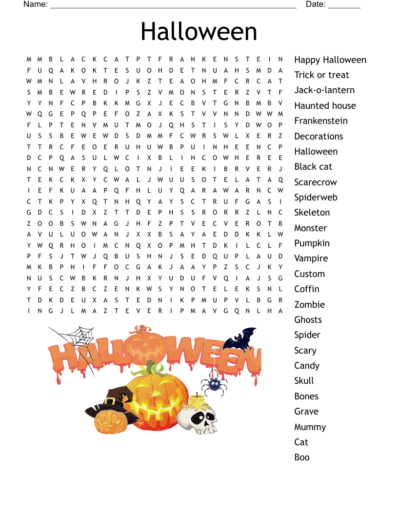Halloween Word Search