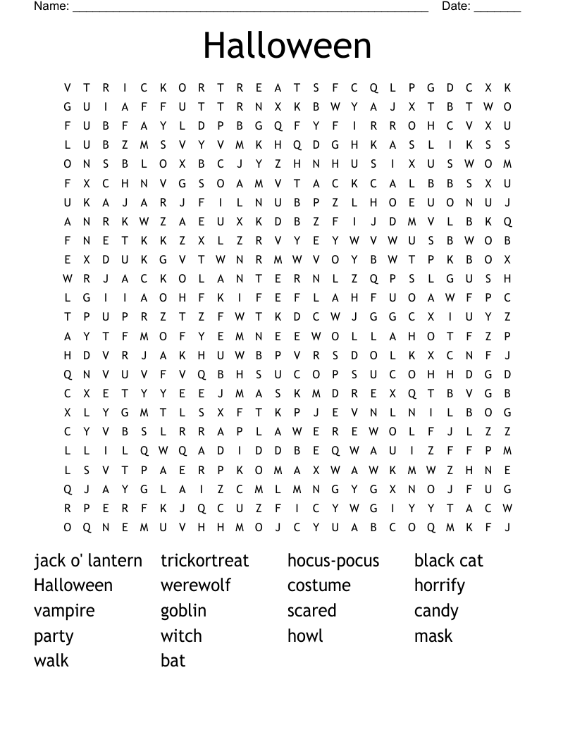 Halloween Word Search