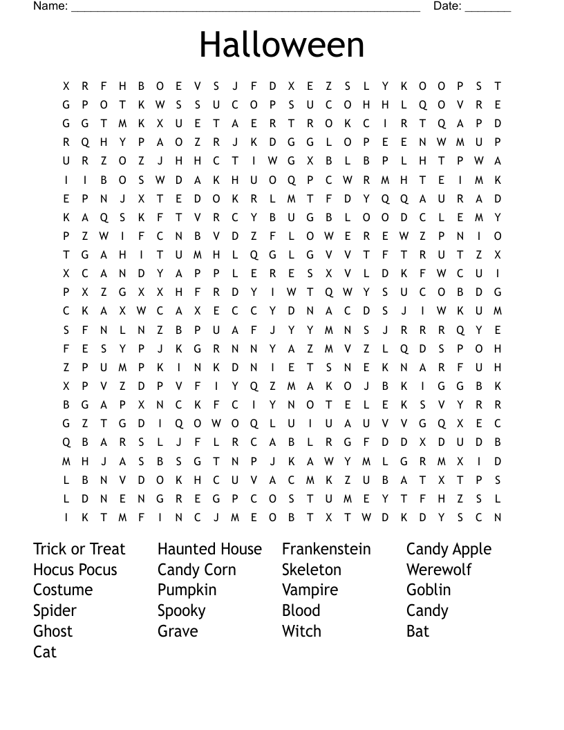 Halloween Word Search