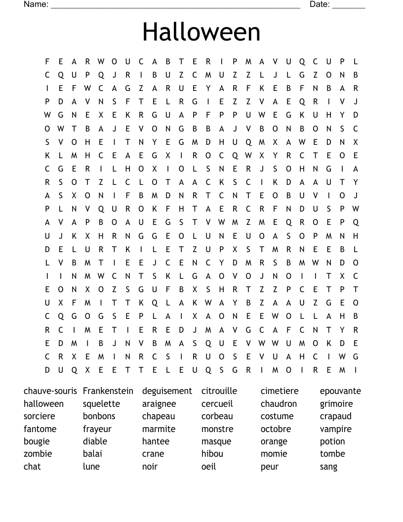 Halloween Word Search