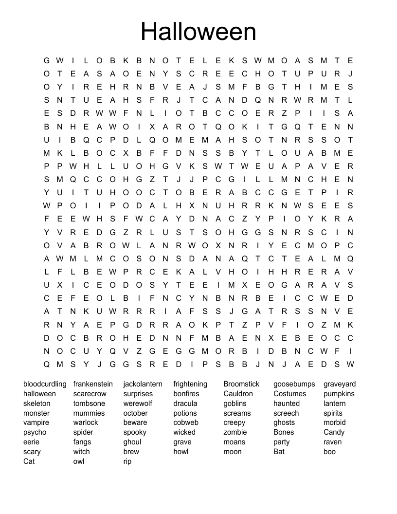 Halloween Word Search